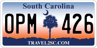 SC license plate OPM426