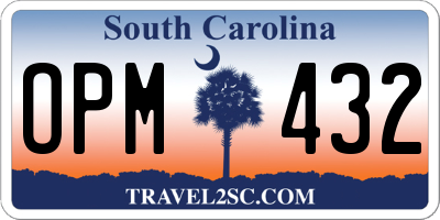 SC license plate OPM432