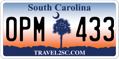 SC license plate OPM433