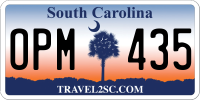 SC license plate OPM435
