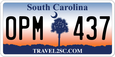 SC license plate OPM437