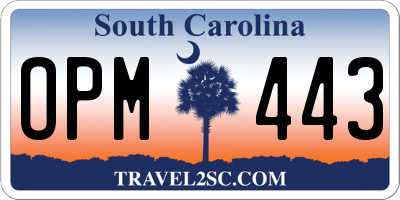 SC license plate OPM443