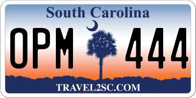 SC license plate OPM444