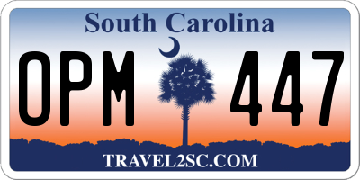 SC license plate OPM447