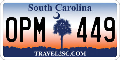 SC license plate OPM449