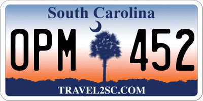 SC license plate OPM452