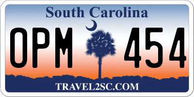 SC license plate OPM454