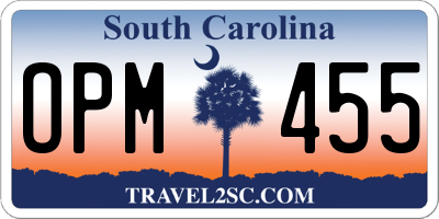 SC license plate OPM455