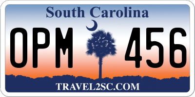 SC license plate OPM456