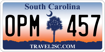 SC license plate OPM457