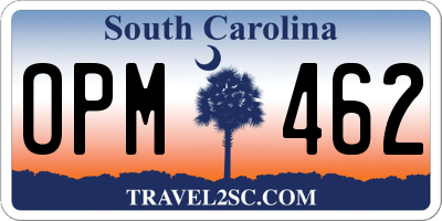 SC license plate OPM462