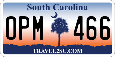 SC license plate OPM466