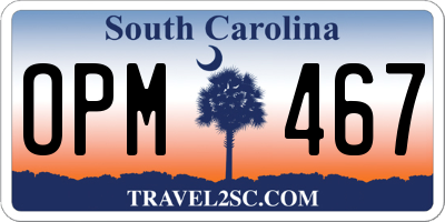SC license plate OPM467