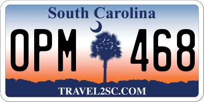 SC license plate OPM468