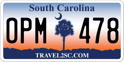SC license plate OPM478