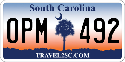 SC license plate OPM492