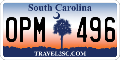 SC license plate OPM496