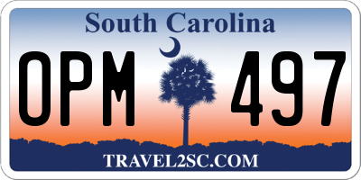 SC license plate OPM497