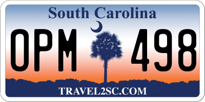 SC license plate OPM498