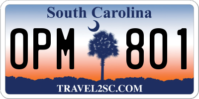 SC license plate OPM801