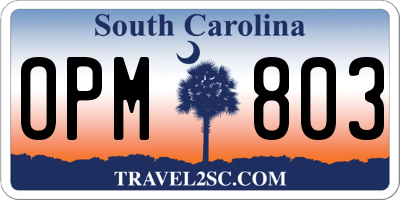 SC license plate OPM803