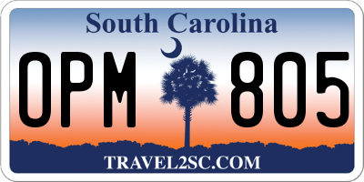 SC license plate OPM805
