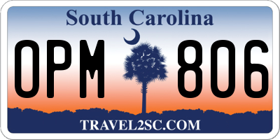 SC license plate OPM806