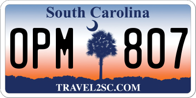 SC license plate OPM807