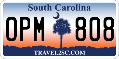 SC license plate OPM808