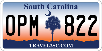 SC license plate OPM822