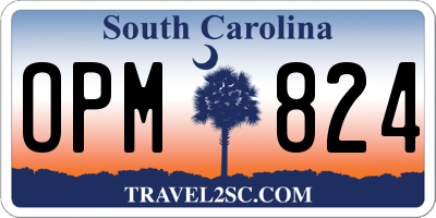 SC license plate OPM824