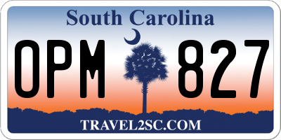 SC license plate OPM827
