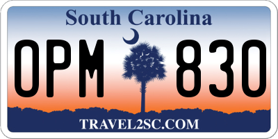 SC license plate OPM830