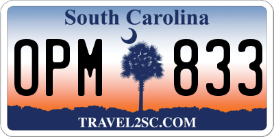 SC license plate OPM833