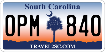 SC license plate OPM840