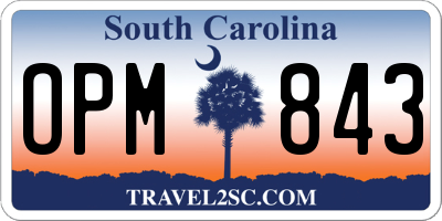 SC license plate OPM843