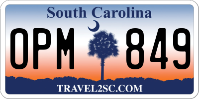 SC license plate OPM849