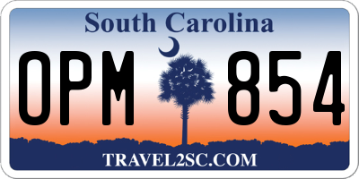 SC license plate OPM854