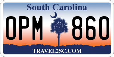 SC license plate OPM860