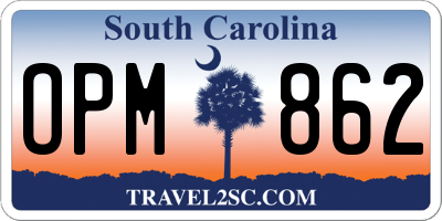 SC license plate OPM862