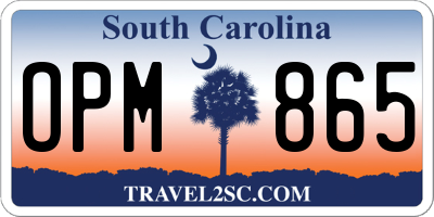 SC license plate OPM865