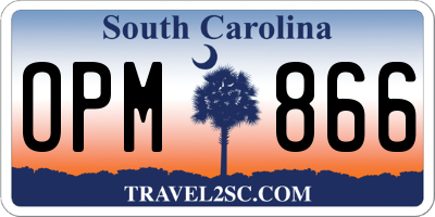 SC license plate OPM866