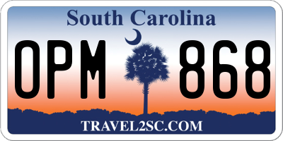 SC license plate OPM868