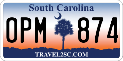 SC license plate OPM874