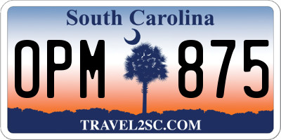SC license plate OPM875