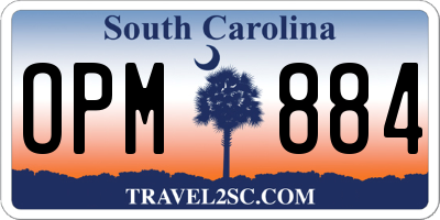 SC license plate OPM884