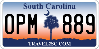 SC license plate OPM889