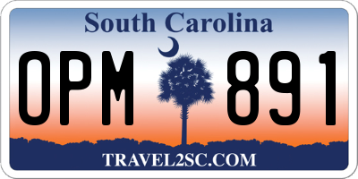 SC license plate OPM891
