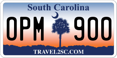 SC license plate OPM900