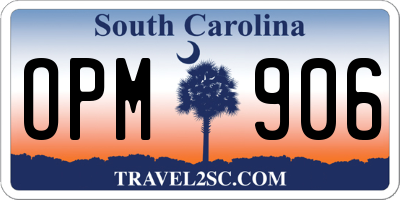 SC license plate OPM906